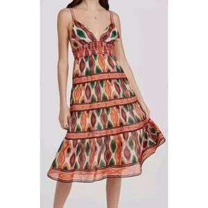 Alice + Olivia Women's Red Santina Cotton & Silk Midi Dress Size 4 (G